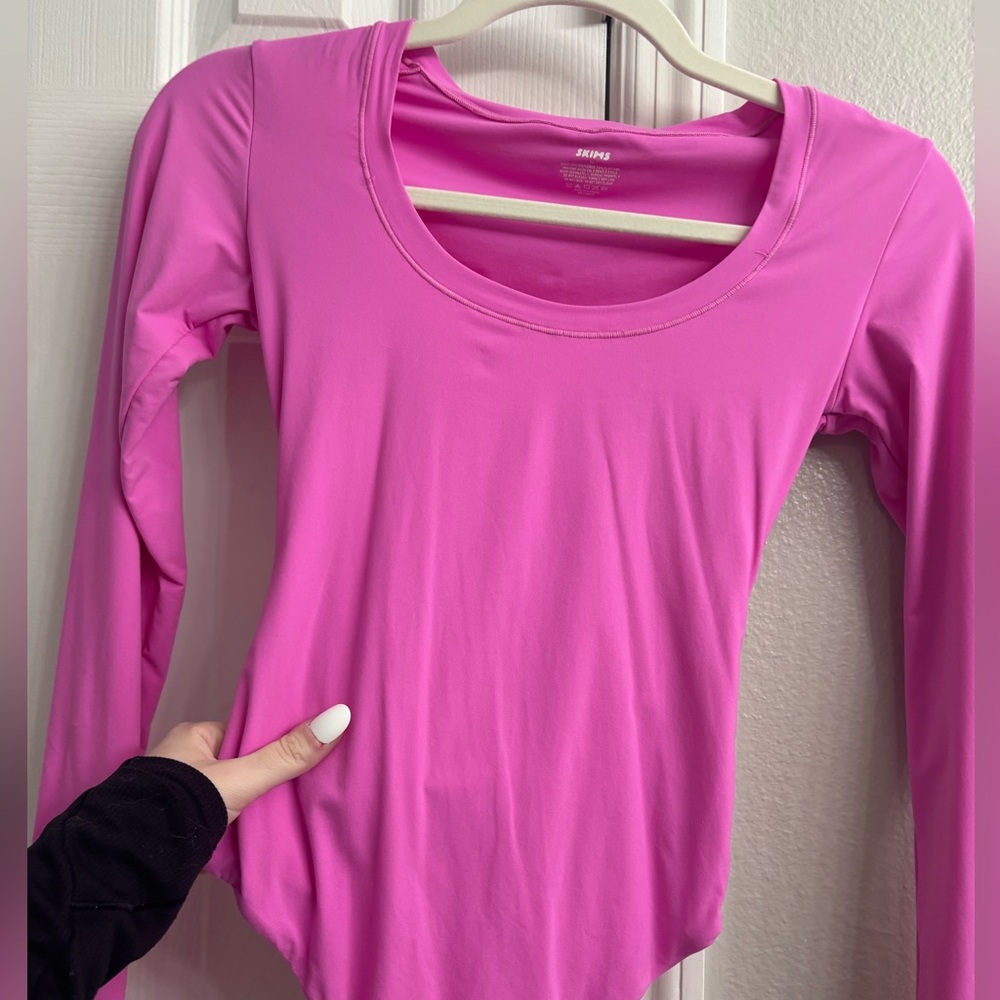 SKIMS Pink Long Sleeve Bodysuit